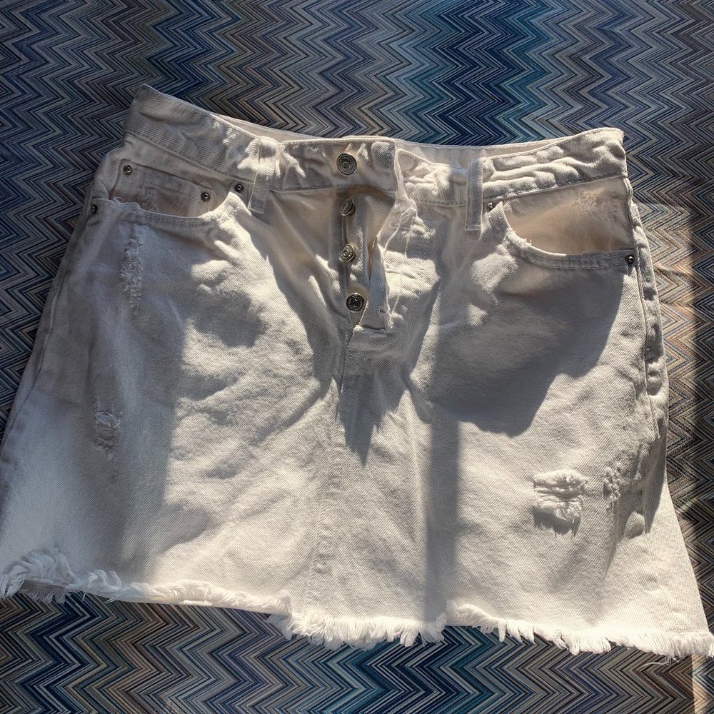 Zara White Denim Mini Skirt